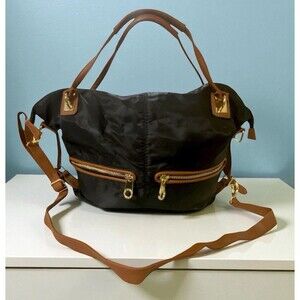 Big Buddha Black Slouchy Shoulder Bag With A Tan Removable Shoulder Strap